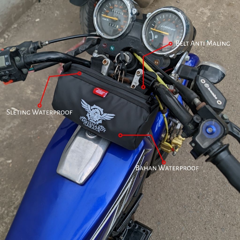 TAS STANG TRAIL BAGASI WADAH PENYIMPANAN PENUTUP STANG CRF KLX WR TS WIN YZ KTM YT 115 RX KING VIXIO