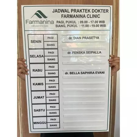 Papan Jadwal Dokter Geser Custom