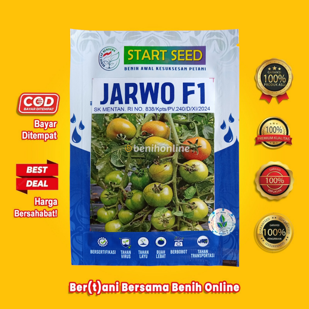 BENIH TOMAT JARWO F1 5 GRAM Cap Bendera Tahan virus
