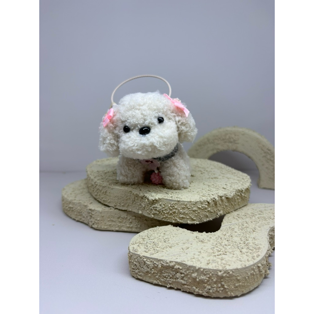 Gantungan kunci moru doll anjing poodle lucu / boneka mini anjing imut gantungan tas