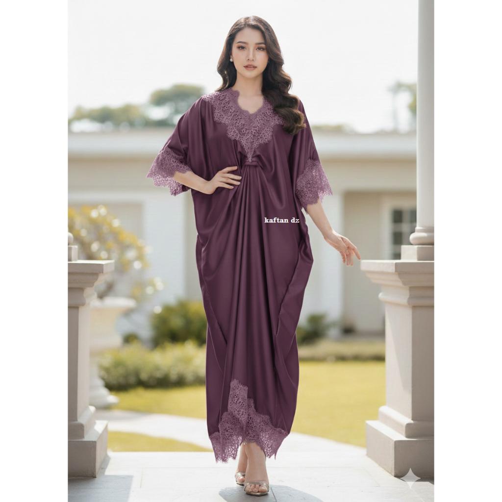 Sale Baju Kaftan Lebaran Remaja Cantik Dress Satin Renda Wanita Outfit Pesta Kondangan Mewah Viral