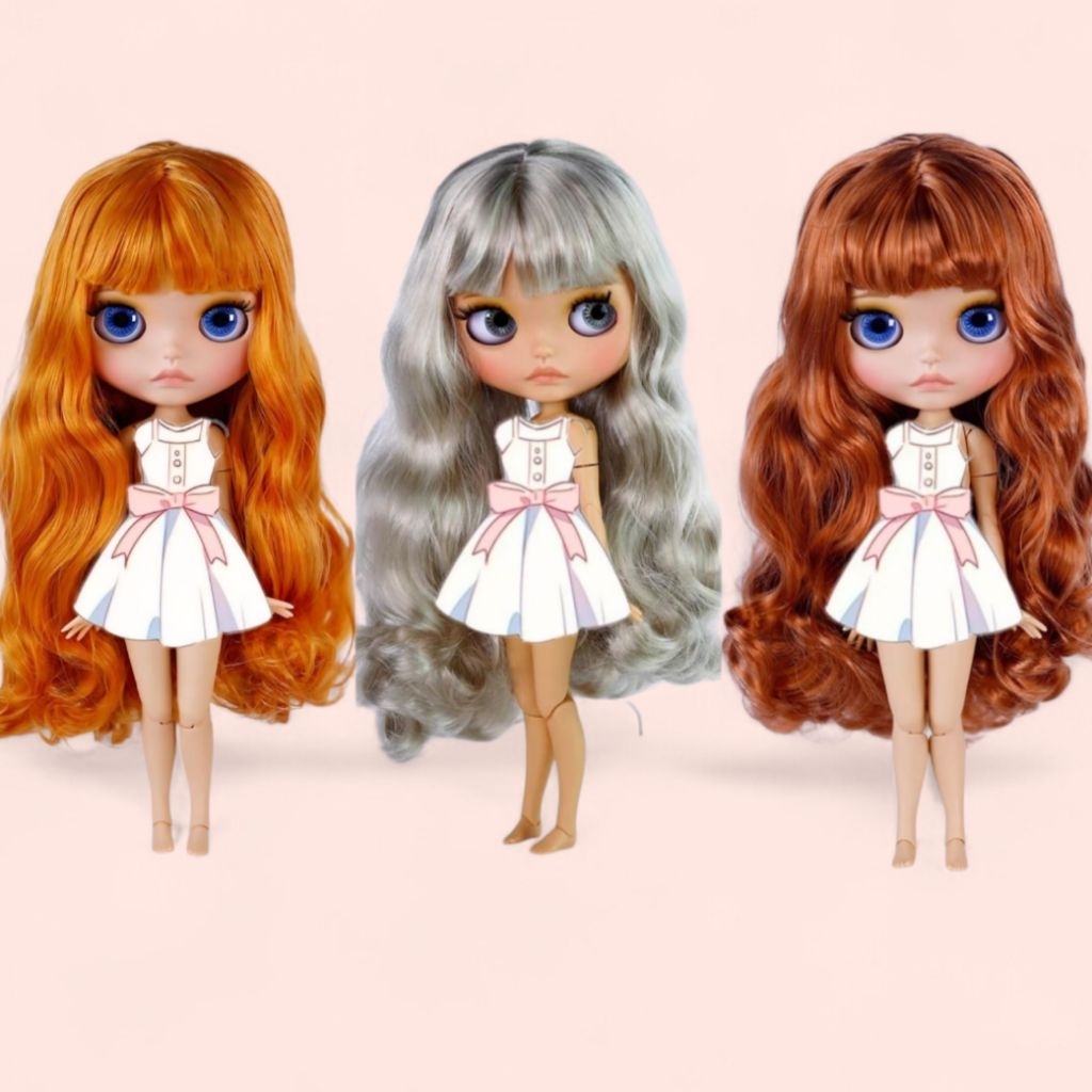 Blythe doll factory Custom tan skin gray hair ready stock with hand set