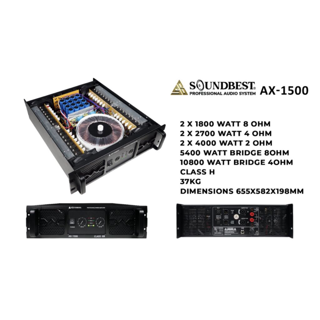 Power Amplifier Soundbest AX1500 Subwoofer 2x1500 watt Original Power 2 channel Soundbest AX-1500 Cl