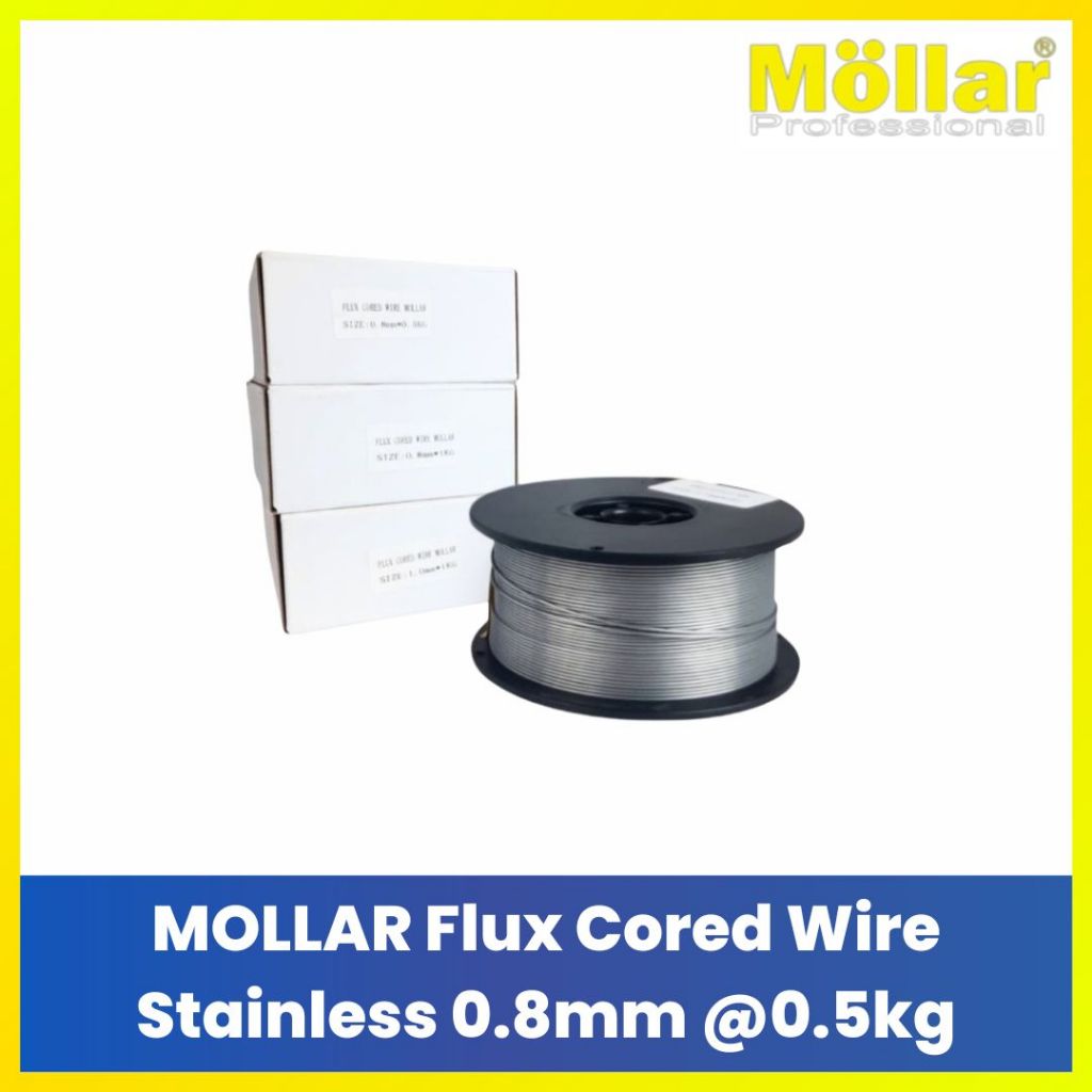 MOLLAR Kawat Las Flux Core Stainless 0.8mm 500gr Roll Kecil Untuk Mesin Las MIG Gasless