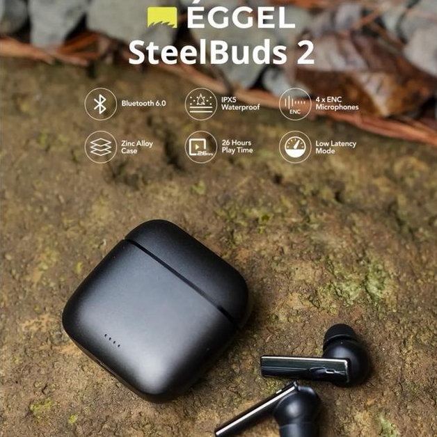 Eggel Steel Buds 2 TWS Bluetooth Earphone with ENC IPX5 Waterproof Zinc Alloy Case Low Latency Mode