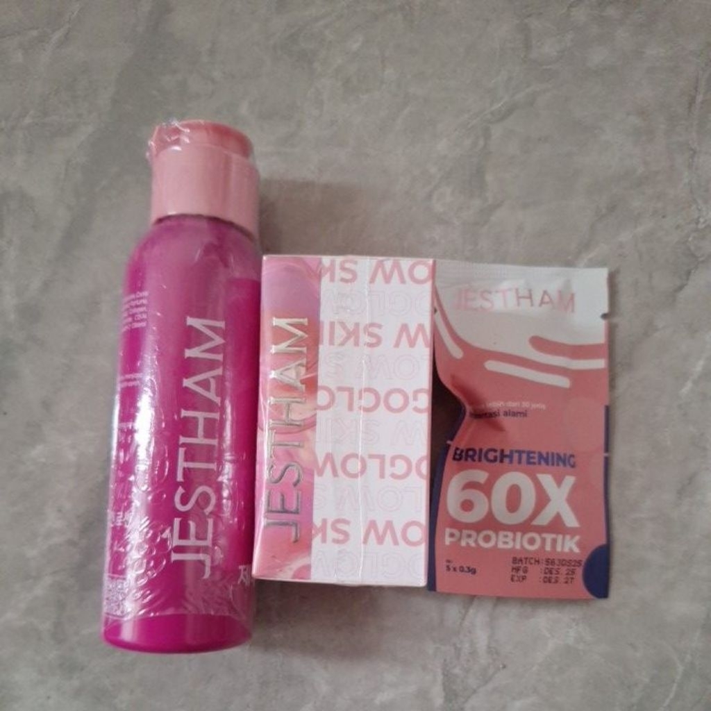 paket body lotion jeju + goglowskin + probiotik jestham