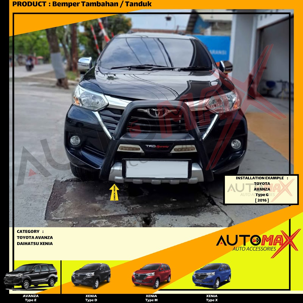 BEMPER DEPAN TAMBAHAN / TANDUK TRD SPORTIVO (MODEL A) GREAT NEW XENIA / GRAND NEW AVANZA 2015 UP