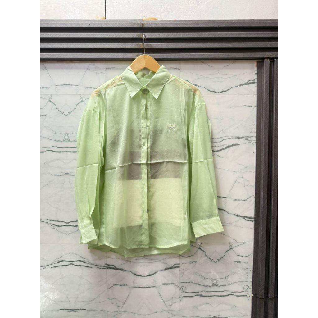 Kemeja set organza+tank top knit