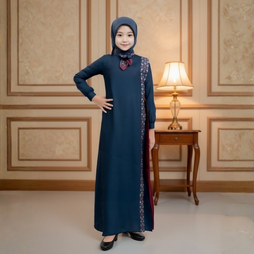 Zoya Danesha Dress Girl - Gamis Muslimah Anak Perempuan - Bahan Poly Textured zoya baltos