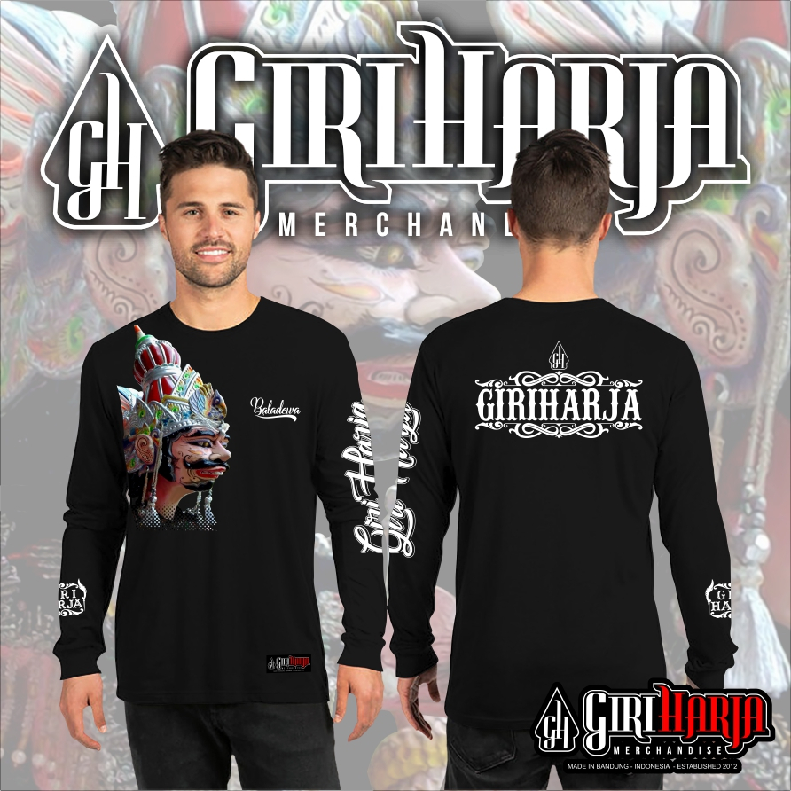 Kaos wayang golek Baladewa / kaos wayang golek Giri Harja / kaos tangan panjang