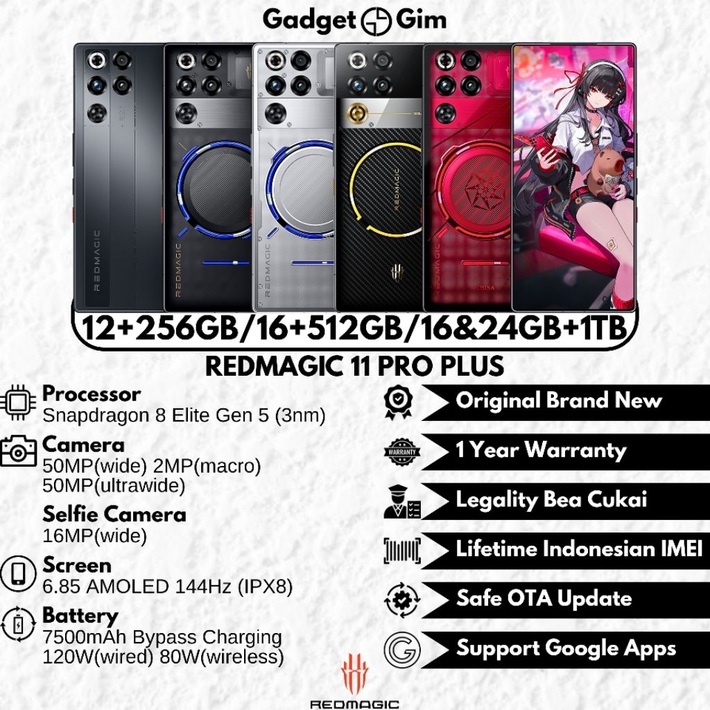 RedMagic 11 Pro Plus / Red Magic 11 Pro Plus 5G 24GB 1TB Snapdragon 8 Elite Gen 5 144Hz 7500mAh 120W