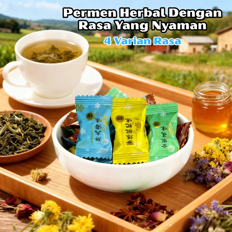 Permen Herbal Pereda Sakit Tenggorokan 4 Rasa Luo Han Guo Honeysuckle Pat Hai Hai Madu Niose Antler 