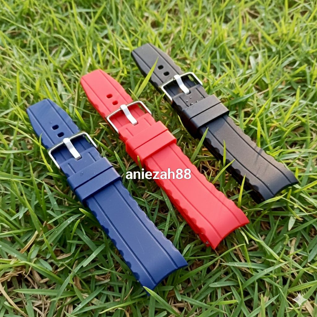 Tali Jam Tangan Karet Rubber Curved 22mm Strap Rubber Model Curved