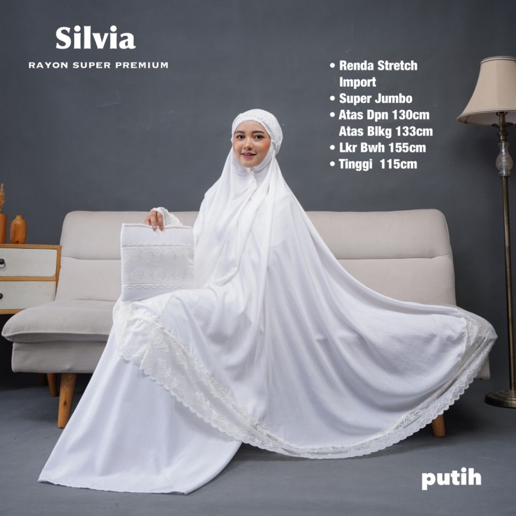 Mukena Dewasa Putih Polos Renda Bahan Katun Rayon Super Premium Size Super Jumbo Dan Mukenah Terusan