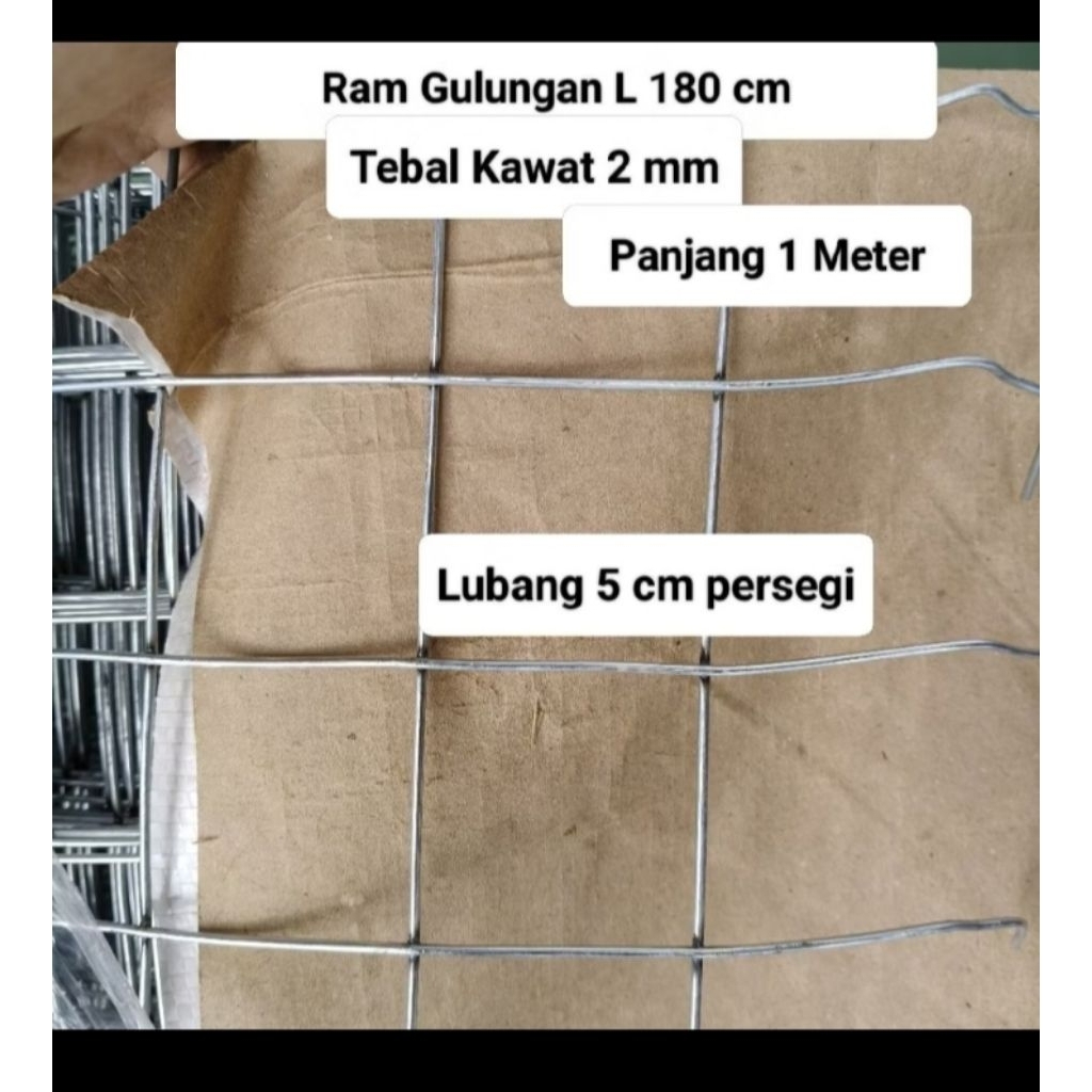Ram Gulungan Galvanis L 180 cm x 100 cm (5 CM x 5 CM)