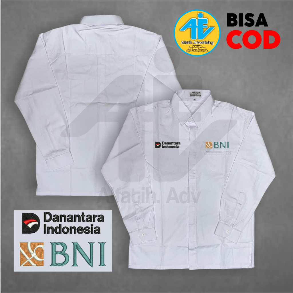 Kemeja BANK BNI Danantara Lengan / Seragam BANK BNI DANANTARA Panjang Drill Laki-laki dan Perempuan