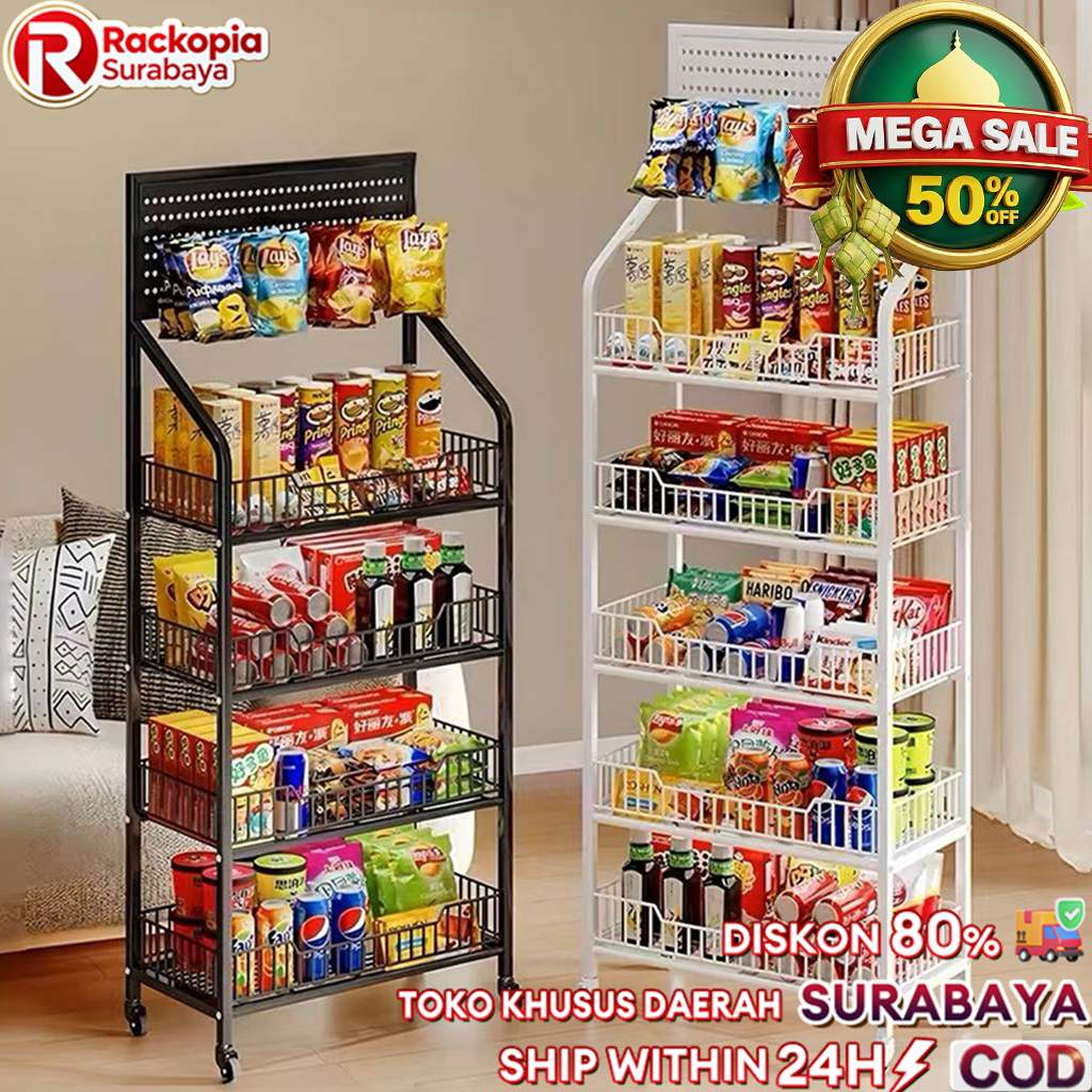 Rak Chiki Besi 4-5 Susun Untuk Swalayan Supermarket Grosir Serbaguna Kokoh COD Ready Surabaya