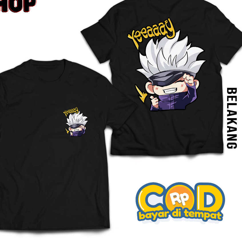 - Kaos Emote Mobile Legend - Kaos Atasan Sablon - Kaos Emoji ML - Kaos Emote ML Gojo Satoru Yeeey - 