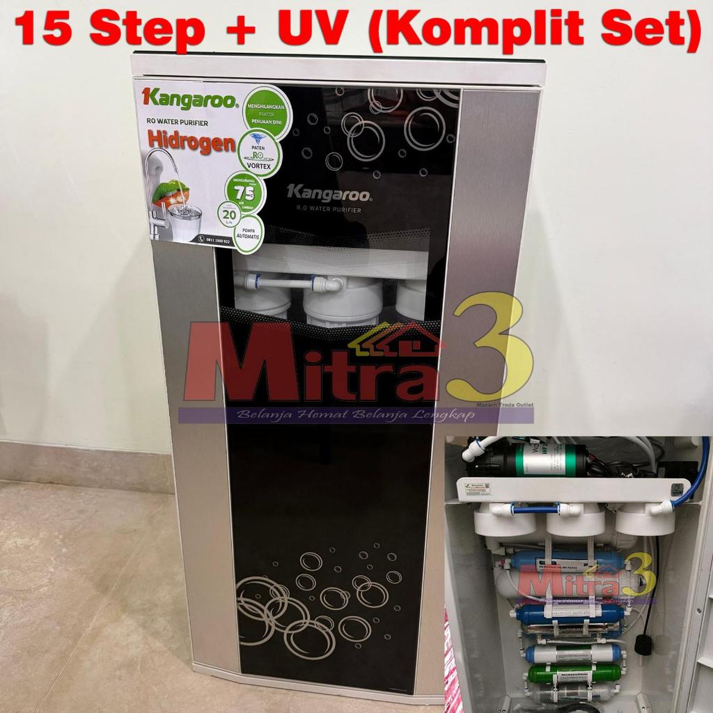 Mesin RO 15 Step Water Purifier 1000gpd Hidrogen + Bio mineral alkaline + Hexagonal + UV / Filter Ai