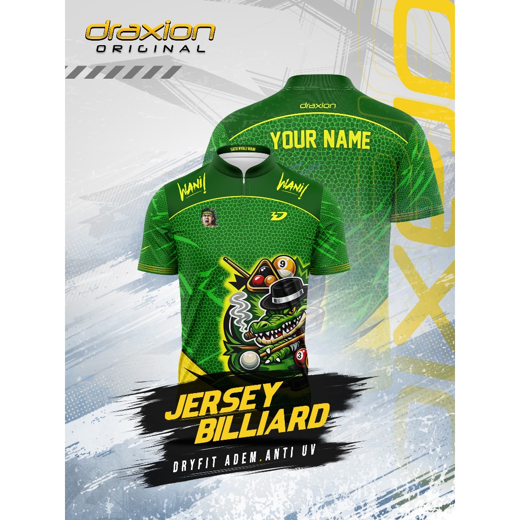 Jersey Billiard Draxion Custom Edisi Persebaya – Bisa Custom Nama Logo, Adem & Stylish