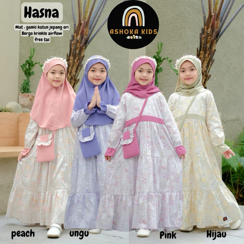 HASNA KIDS SET HIJAB GAMIS KATUN JEPANG ORI