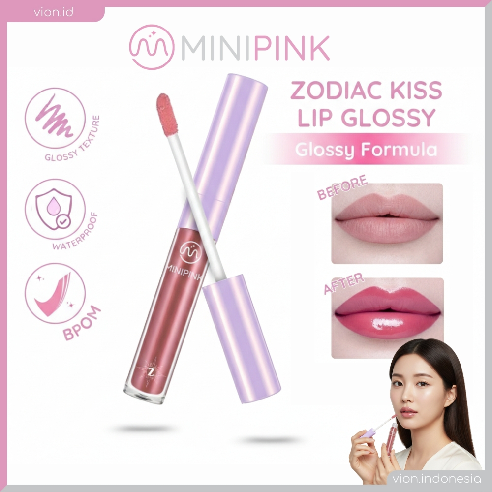 [BPOM] MINIPINK Zodiac Kiss Lip Gloss - Lipgloss Bening & Glitter Pelembab Bibir Plumpy MP066