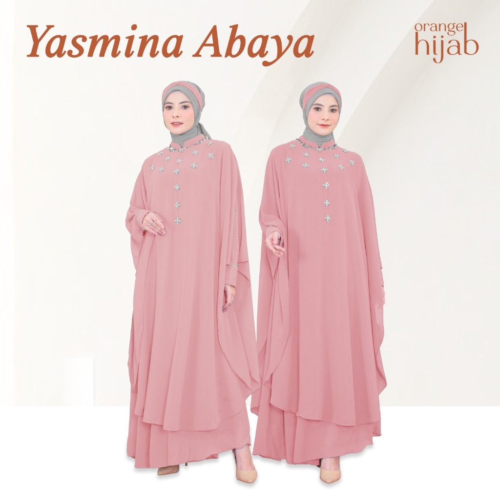 Orangehijab - Abaya Kaftan Gamis Polos Luxury Beaded Raya Dress