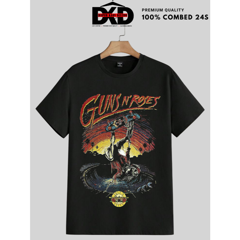 Guns N Roses - Tshirt Band Official Skate Black Katun Kaos Guns N Roses Pria Wanita – T-Shirt Band R