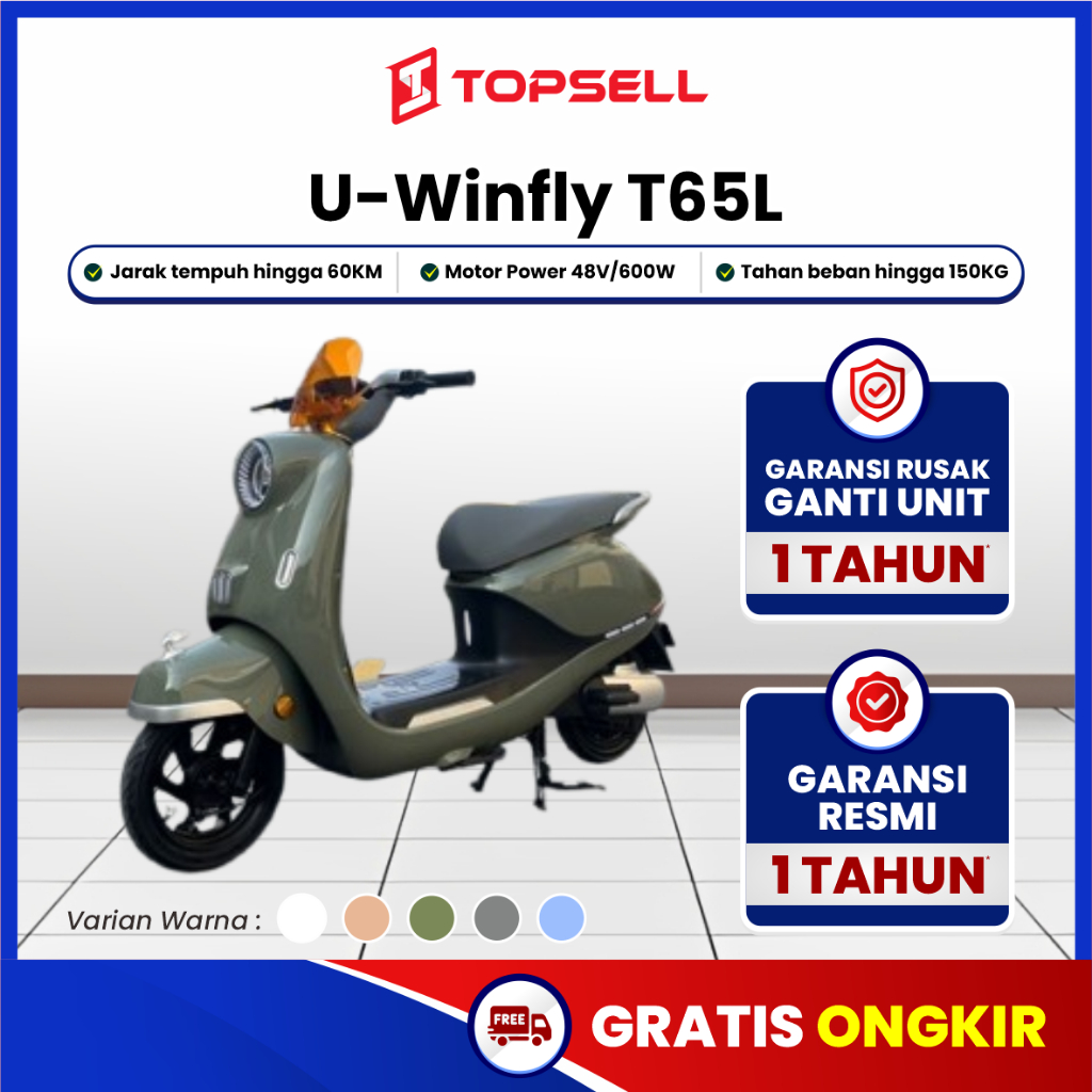 Sepeda Listrik U-Winfly T65L 600 Watt Lithium Battery - Garansi Resmi [Garansi Ganti Unit Baru Anti 