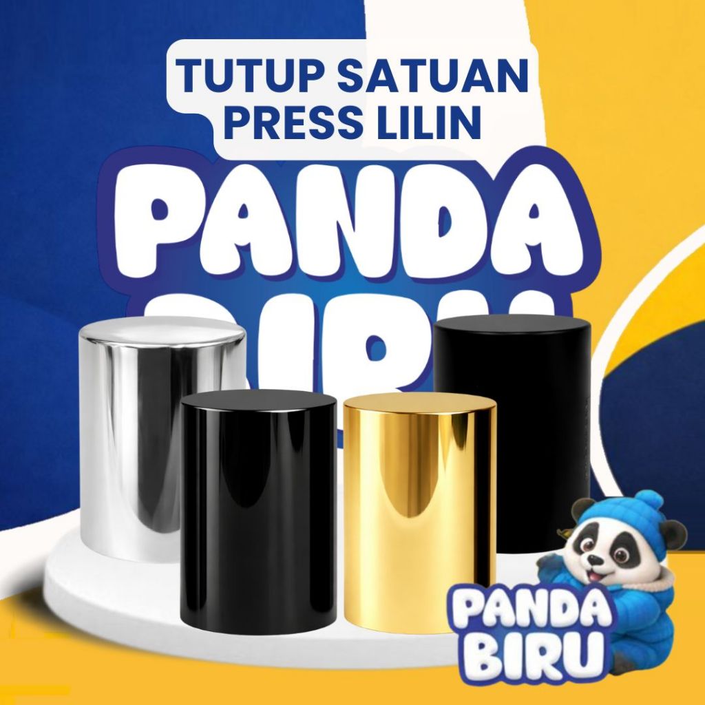 Tutup Botol Parfum Full Press Pump Press Lilin Alu & Plastik 1pcs - Cap Bottle Perfume - Panda Biru