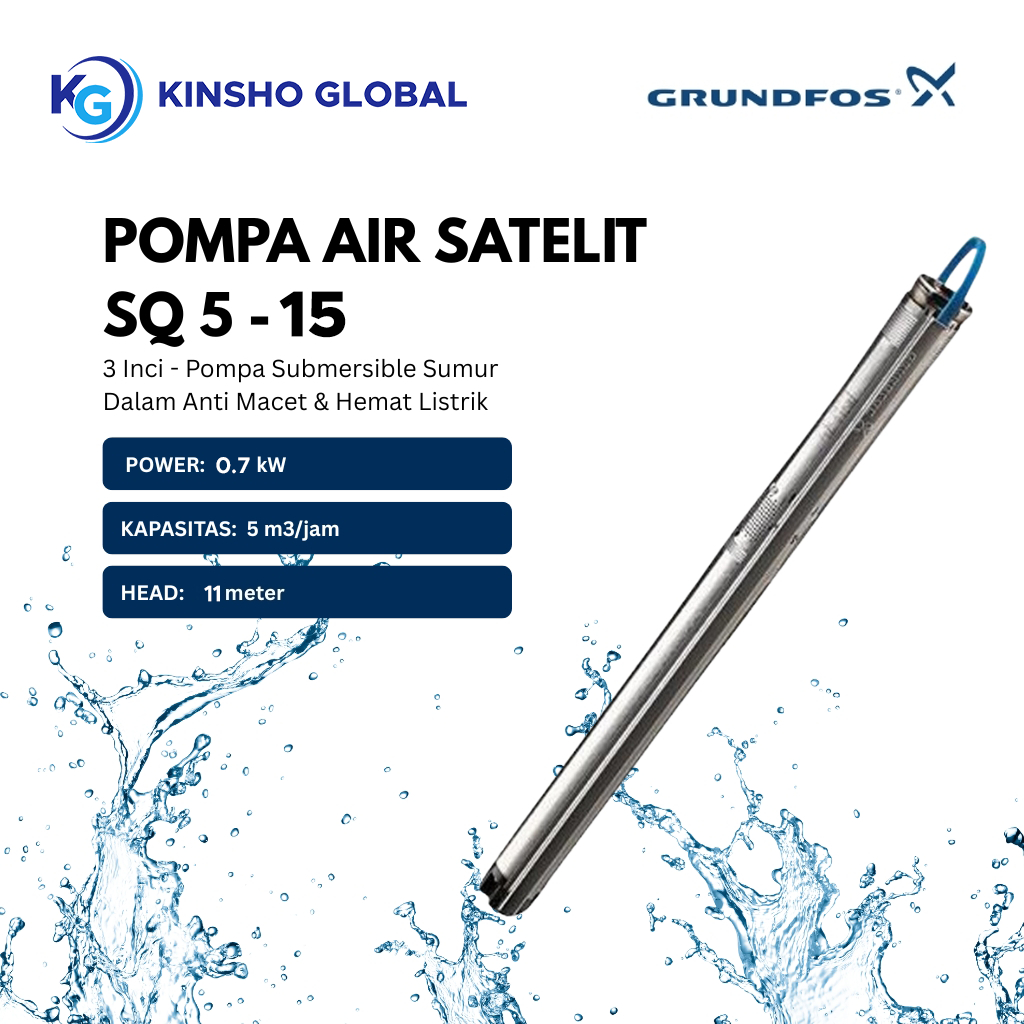 Grundfos SQ 5 Submersible Pump 3" - High-Volume Flow Water System - Garansi Resmi Grundfos Indonesia