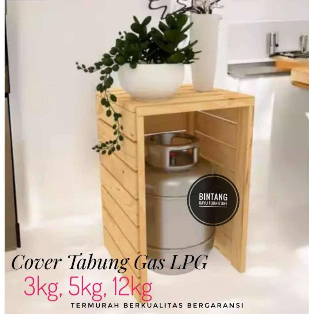 Cover Tabung Gas tempat tabung gas pelindung tabung gas 3kg, 5kg, 12kg kayu tempat tabung gas minima