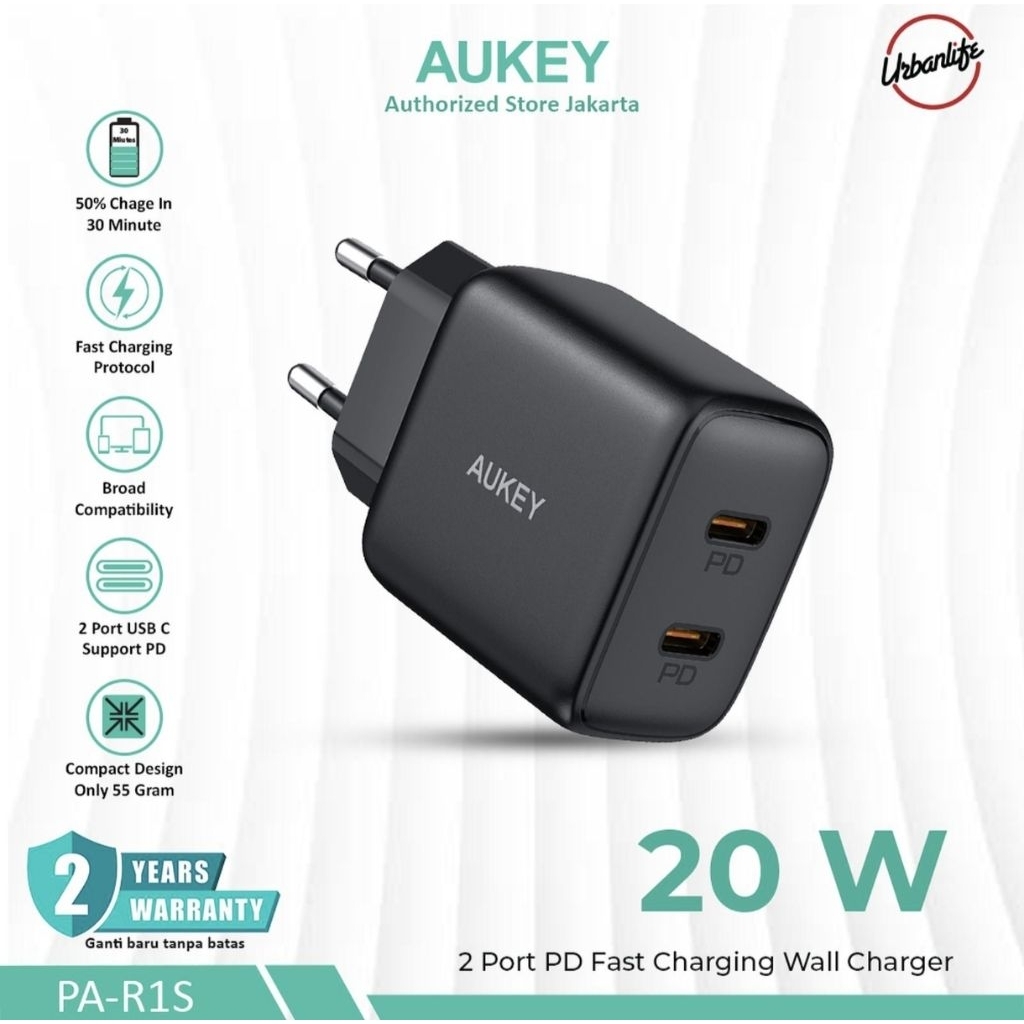 Aukey Charger PA-R1S Swift Dual Port 20 Watt