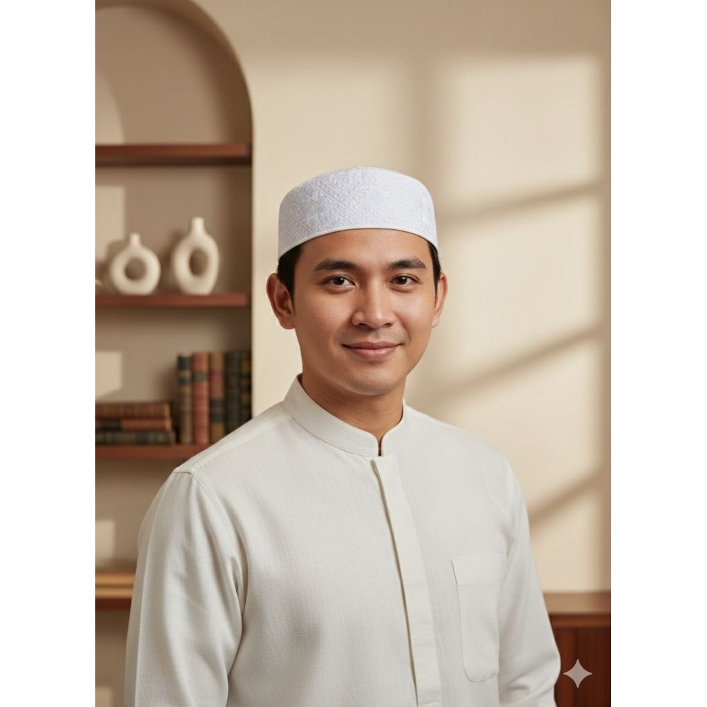 Peci Kopiah Haji Putih Senada Pakistan Super Full Bordir / Peci Kopyah Pria Pakistan Premium Hitam S