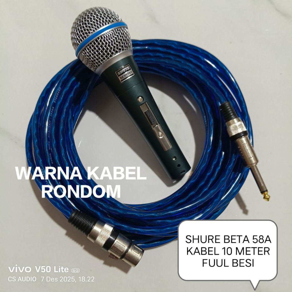 MIK SHURE BETA 58 A. P.KABEL,10 METER, FUUL BESI, MIK VOCAL