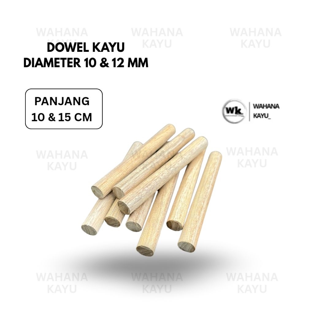 dowel kayu jati serbaguna 10mm & 12mm