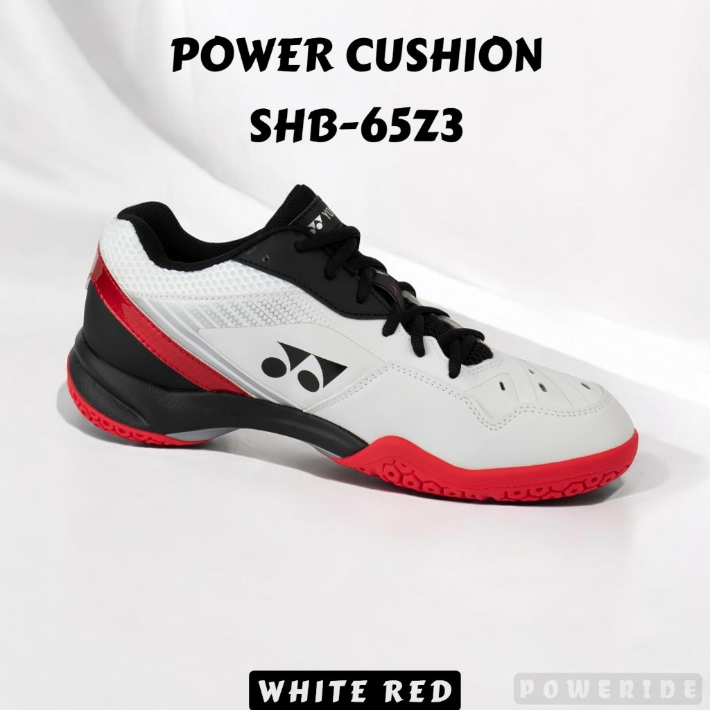 Sepatu Olahraga Badminton Yonex Power Cushion SHB 65 Z3 White Red Wide Pria Dan Wanita