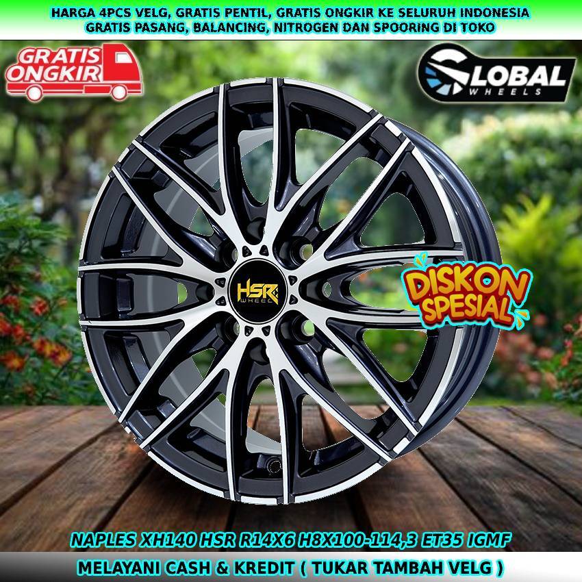 Velg racing hsr R14 untuk mobil Xenia| Panther| Accent| Livina| Avanza| dll velg hsr naples R14