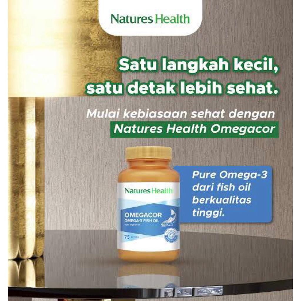 OMEGACOR NATURE’S HEALTH SOFGEL OMEGA 3 FISH OIL ISI 75 100% ORIGINAL BPOM