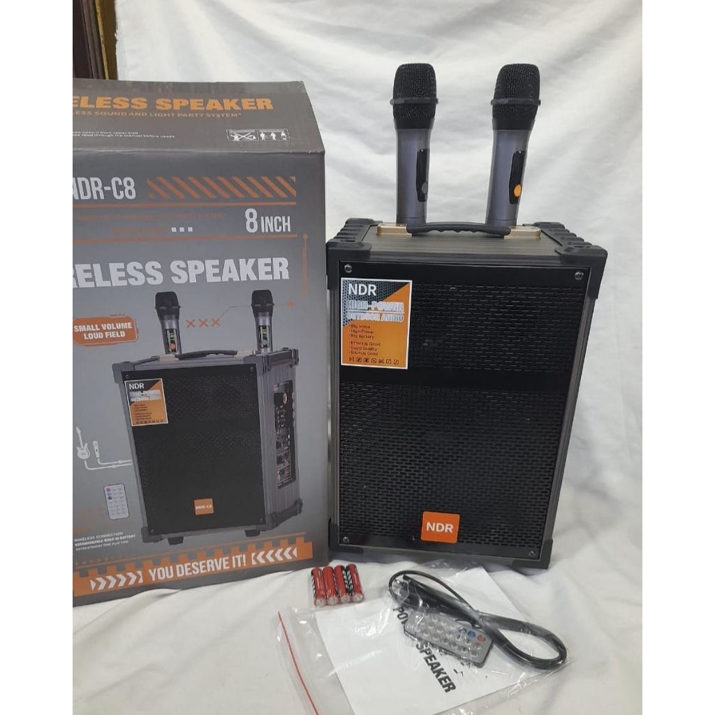 wireless speaker  ndr c8 1000 watt pmpo 8 inchiMerk NDR26 x 20 x 38 cmharga promo rp650.000