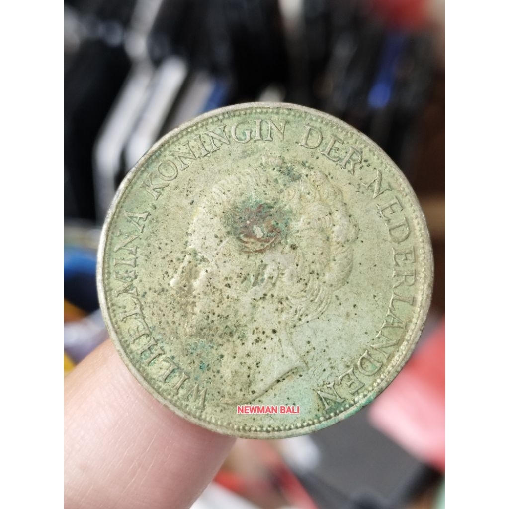 Koin Kuno Berbahan Perak Seri Wilhelmina 2 1/2 G Asli