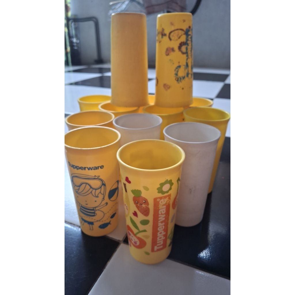 borongan tumbler gelas tupperware original prelove 13 pcs