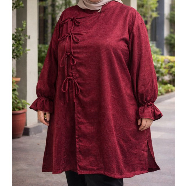 Hijabelline.co - Rayya series Elora tunik textured silk | tunik silk size jumbo
