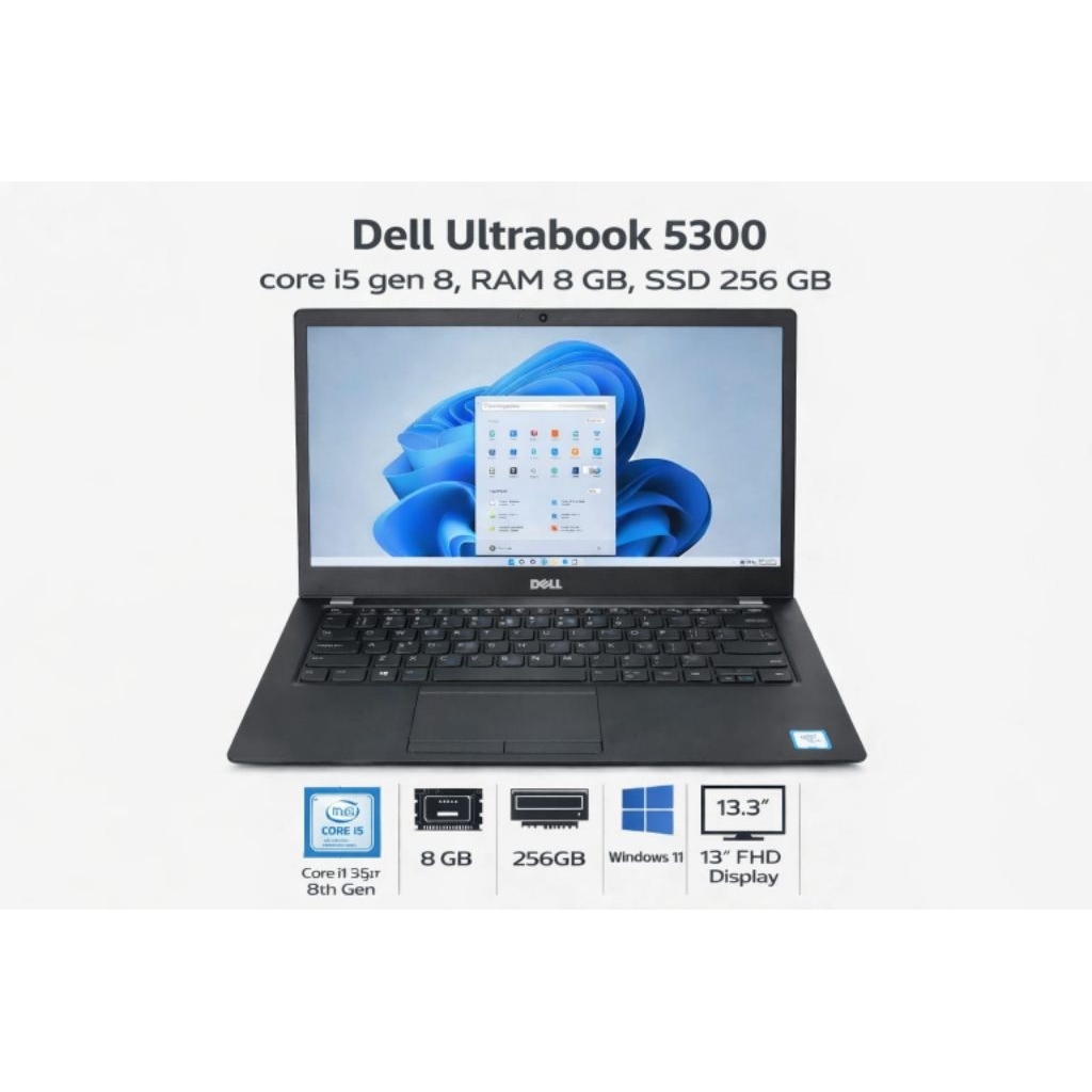 Laptop Dell Ultrabook 5300 Core i5 Gen 8 | RAM 8GB | SSD 256GB | 13.3” FHD (SECOND)