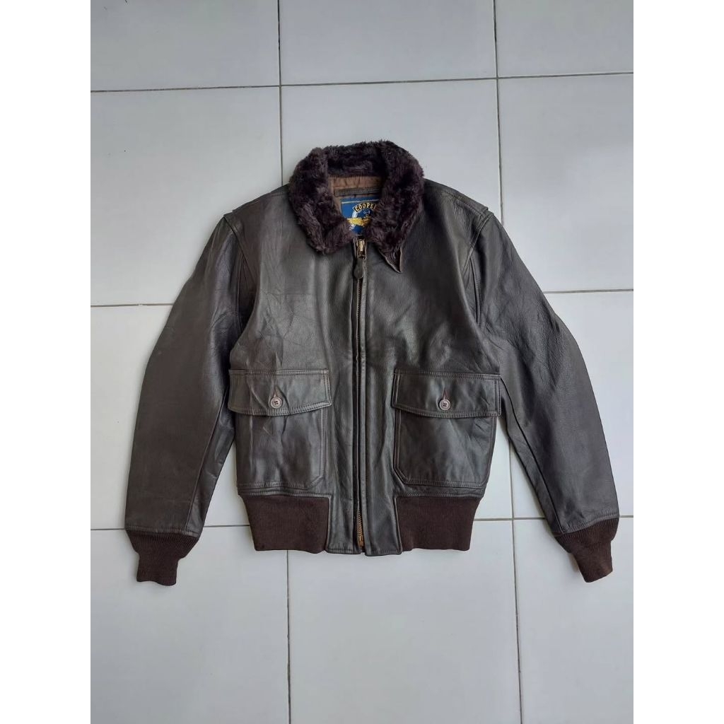 COOPER USA G1 G-1 MILITARY LEATHER FLIGHT JACKET VINTAGE CLASSIC RETRO RUGGED STYLE BOMBER PILOT JAK