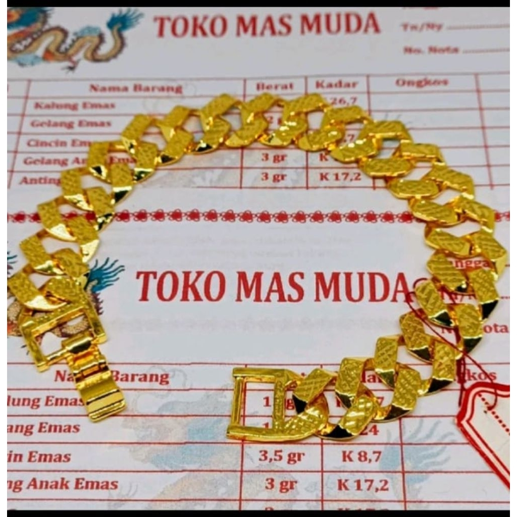 Gelang sisik naga , perhiasan wanita berlapis emas muda