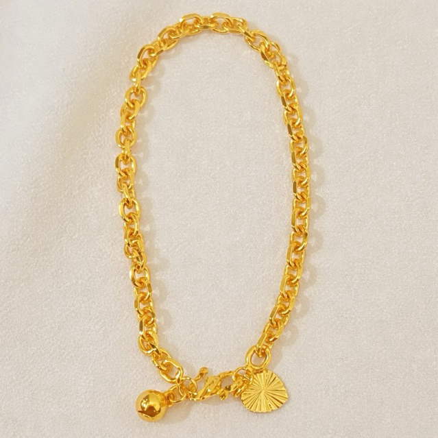 Gelang Tangan Titanium Rantai Medan Kecil Warna Emas24K