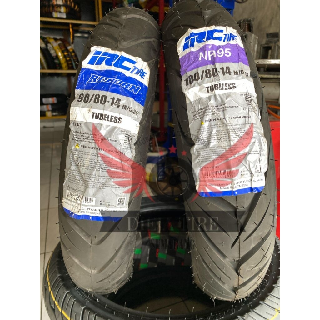 BAN MOTOR IRC NR95 100/80 RING 14 & IRC REBORN 90/80 RING 14 TUBLESS