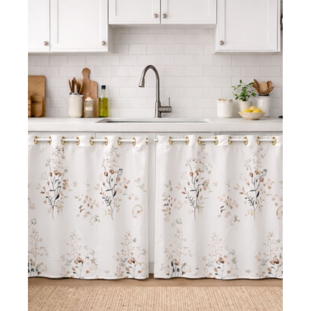 Gorden Kolong Dapur Aesthetic Minimalis | Tirai Bawah Meja Dapur Katun Microsilk | gorden kolong dap