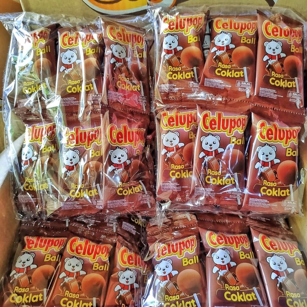 [Paket 20pcs] Permen Cokelat Stroberi Susu Bubble Gum Mangga Celupop Ball Candy Food Snack Cemilan